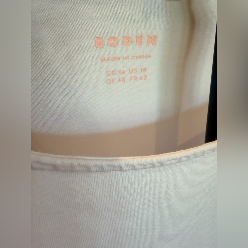 Boden White Tee with Pale Pink Logo - Picture 4 of 9